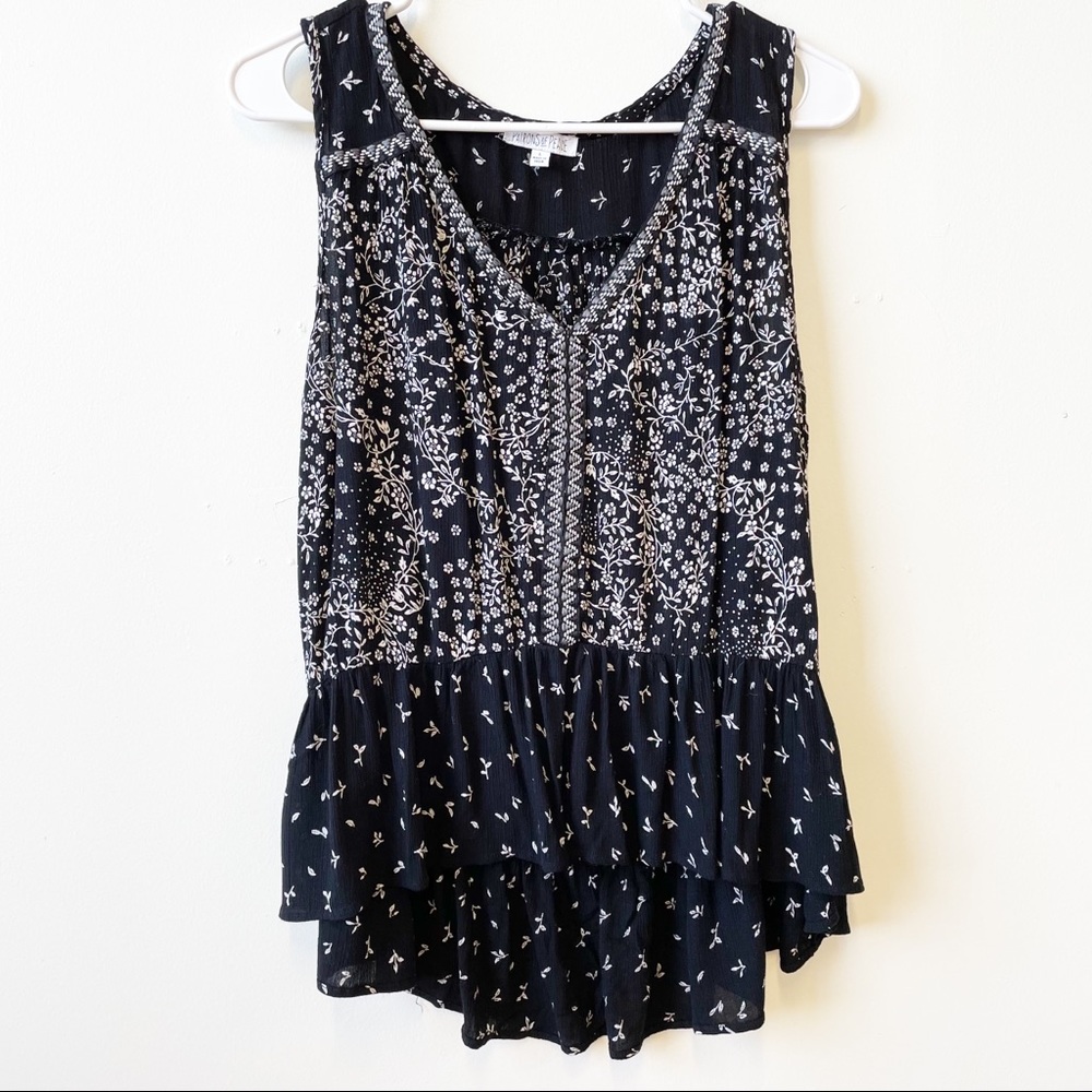 PATRONS OF PEACE Floral Peplum Tank Top Patchwork